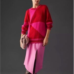 MOTHER Red and Pink Crew Neck Sweater